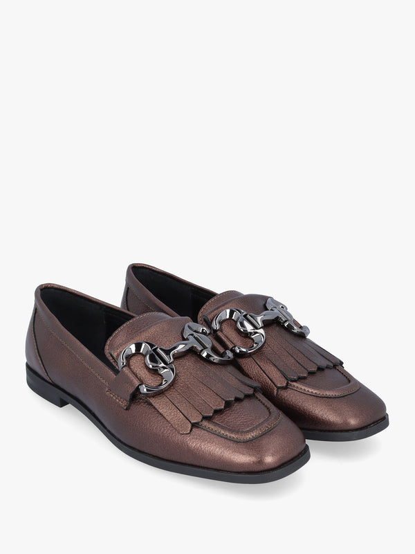 Forest Bronze Metallic Leather Loafers
