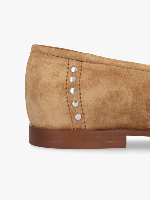 Irvine Beige Suede Studded Loafers