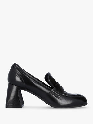 Mirror Black Patent Leather Heeled Loafers
