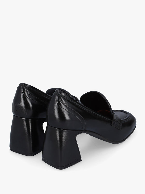 Mirror Black Patent Leather Heeled Loafers