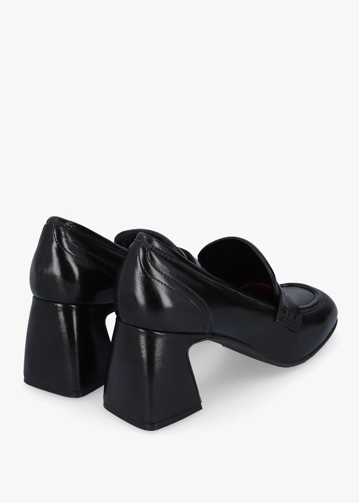 Mirror Black Patent Leather Heeled Loafers