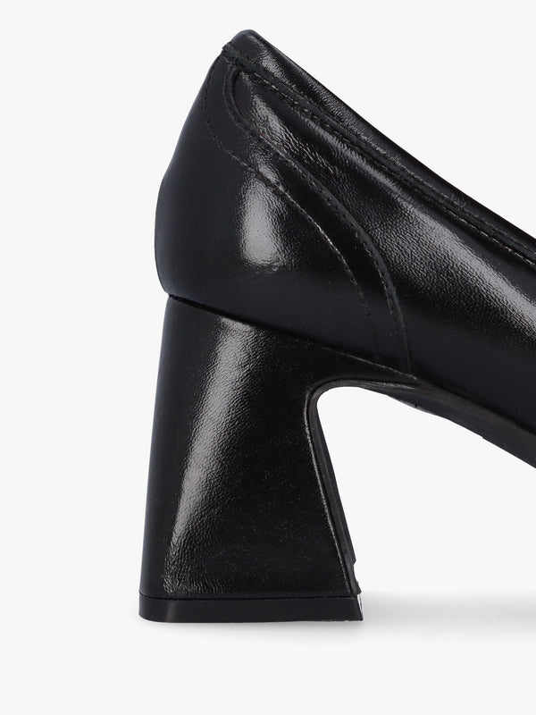 Mirror Black Patent Leather Heeled Loafers