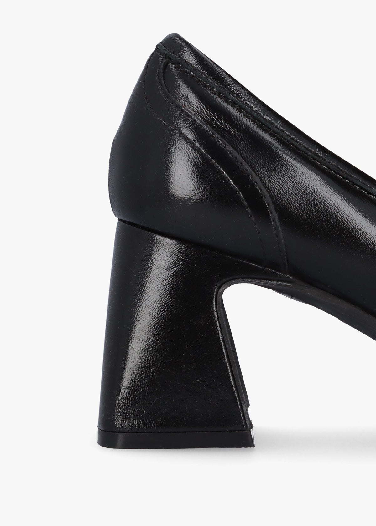 Mirror Black Patent Leather Heeled Loafers