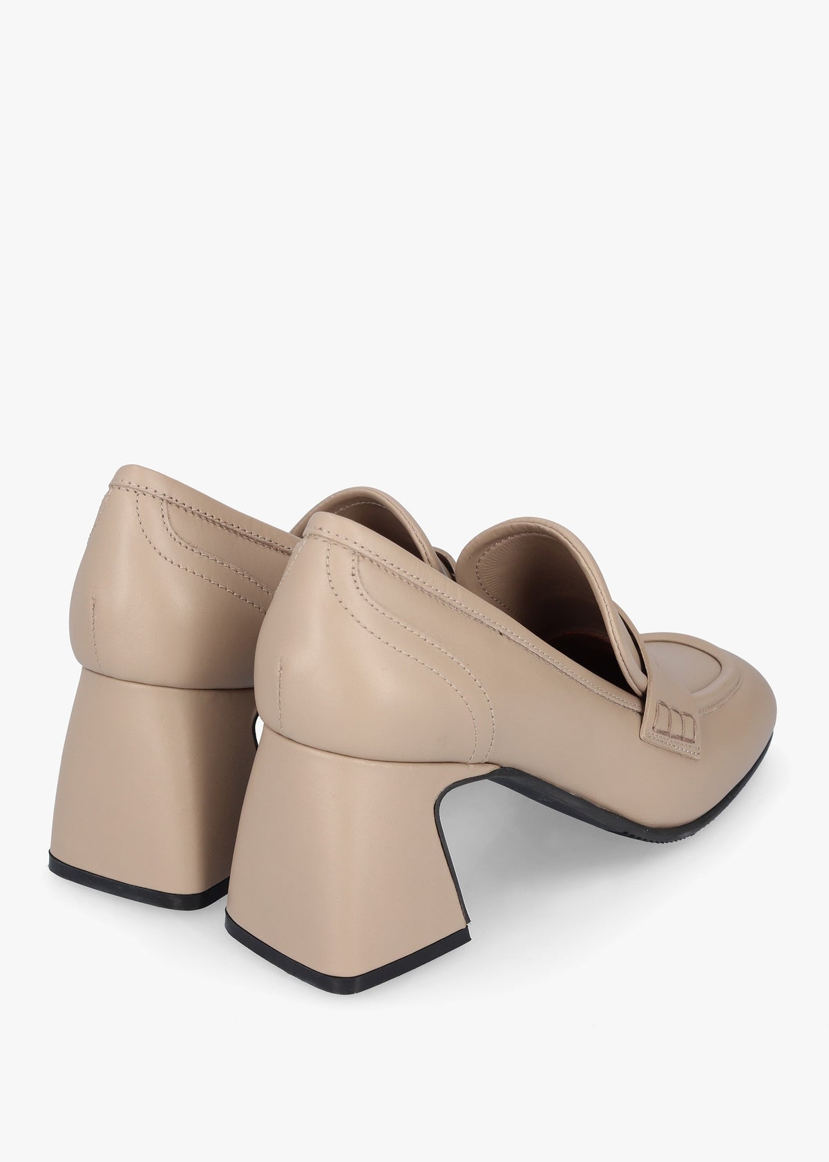 Mirror Taupe Leather Heeled Loafers