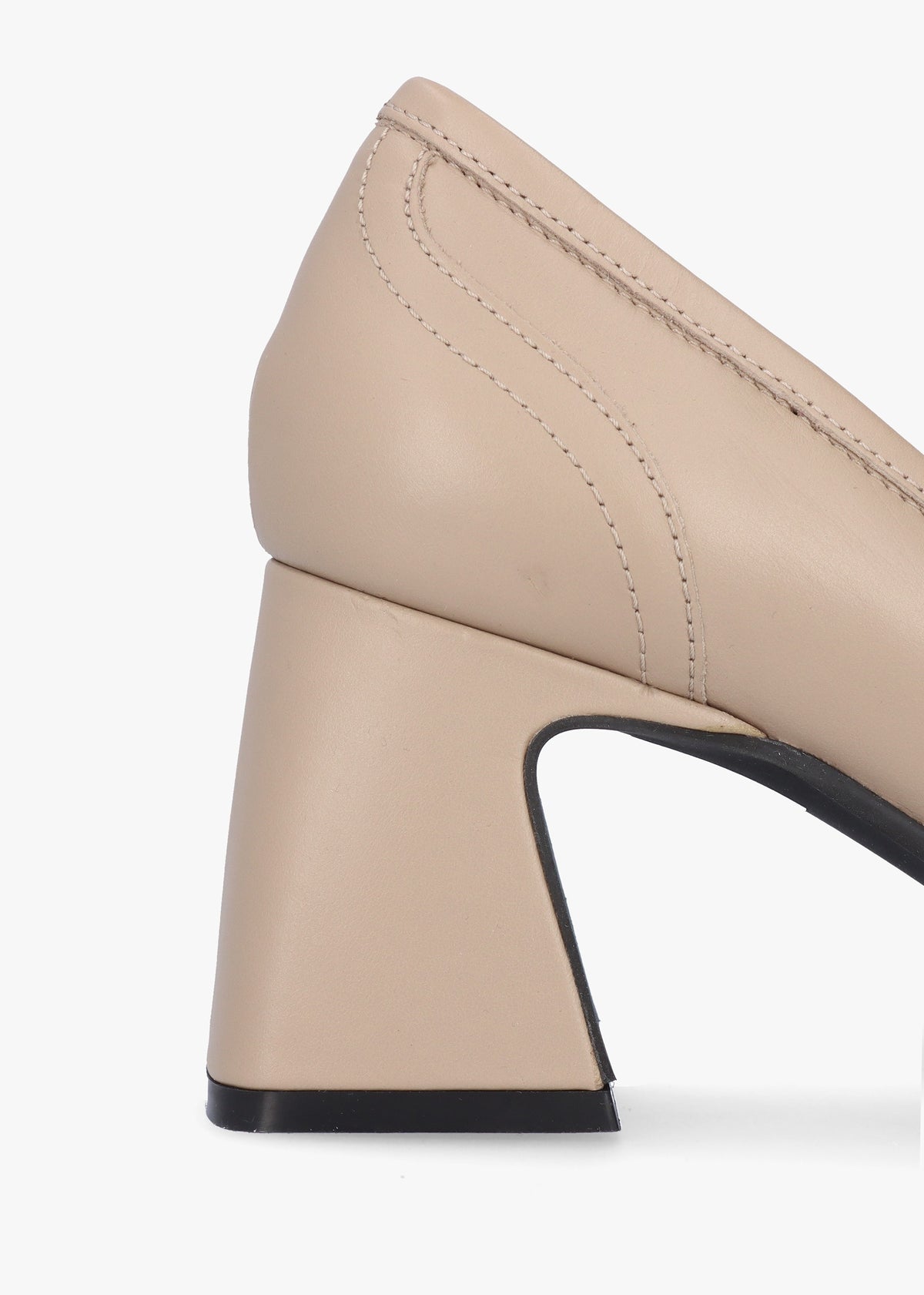 Mirror Taupe Leather Heeled Loafers