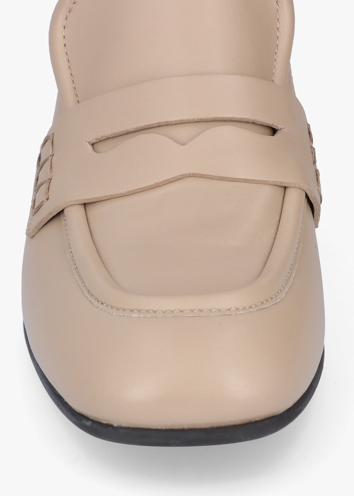 Mirror Taupe Leather Heeled Loafers