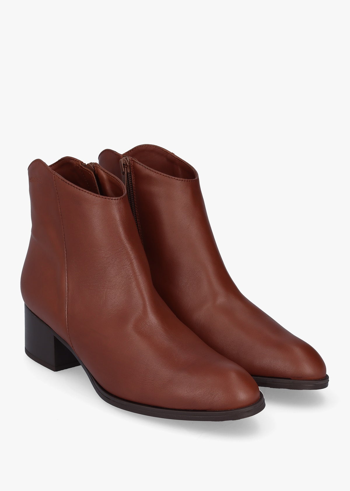 Triton Brown Leather Block Heel Ankle Boots