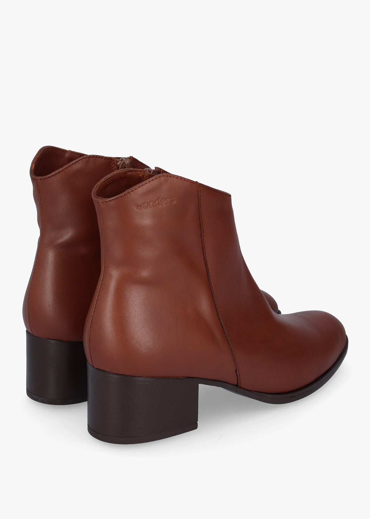 Triton Brown Leather Block Heel Ankle Boots