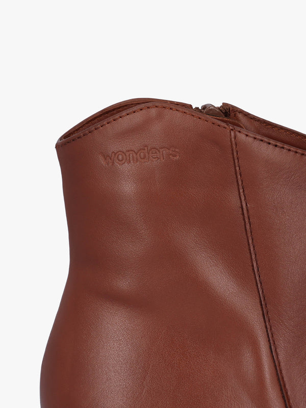 Triton Brown Leather Block Heel Ankle Boots