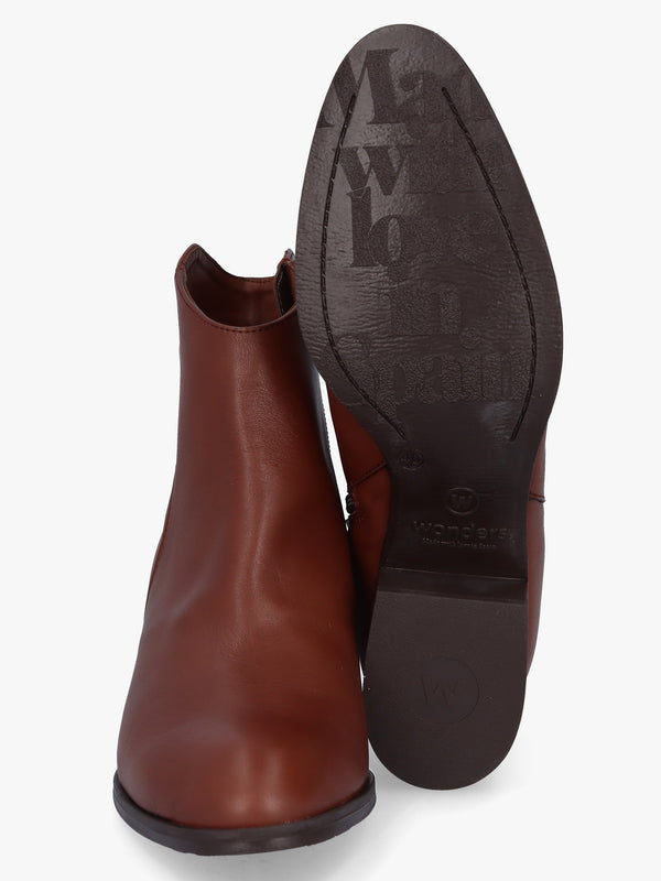 Triton Brown Leather Block Heel Ankle Boots