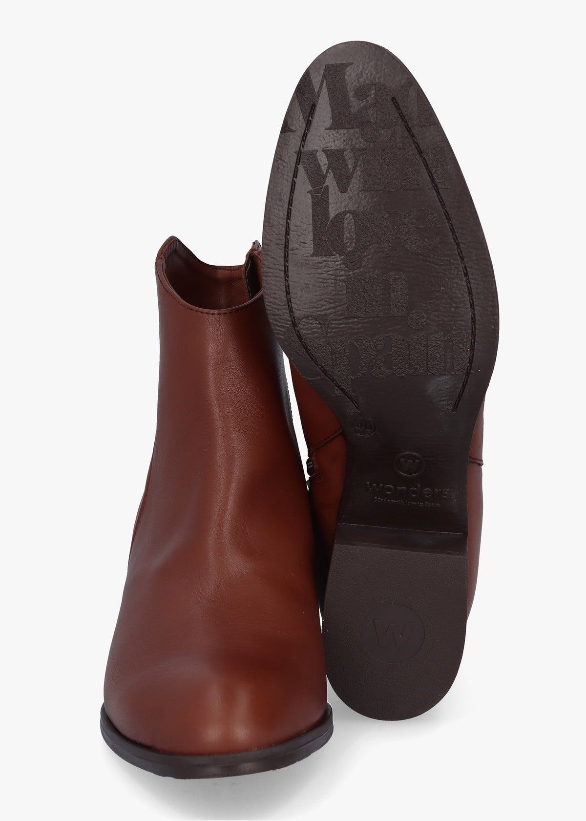 Triton Brown Leather Block Heel Ankle Boots