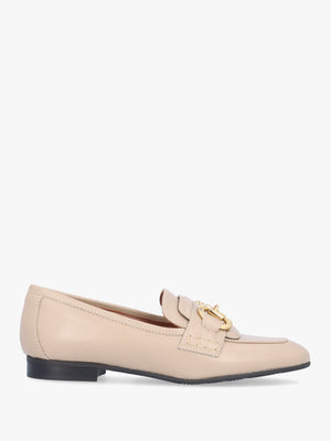 Compact Taupe Leather Loafers