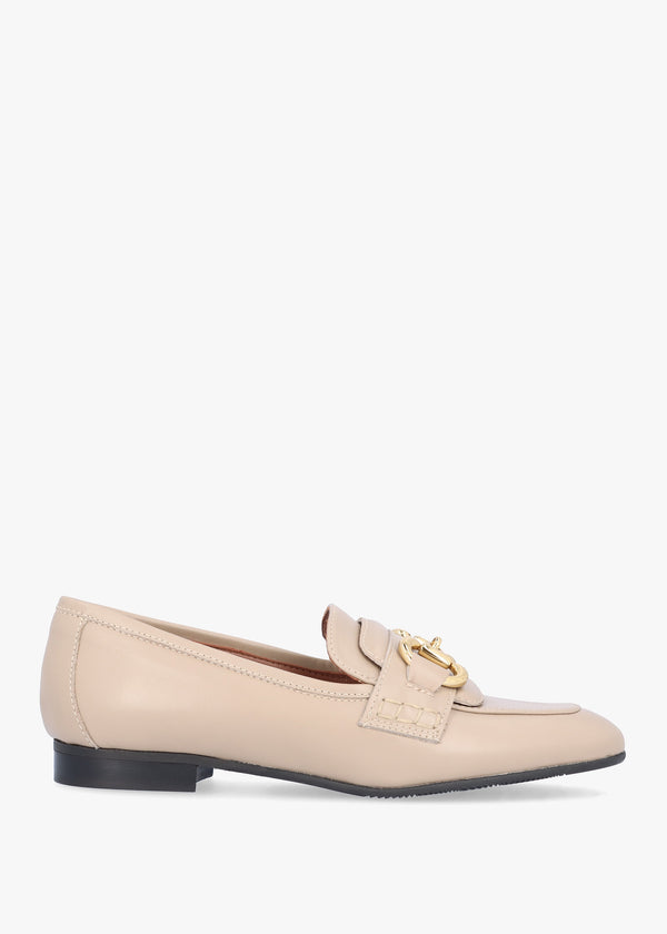 Compact Taupe Leather Loafers