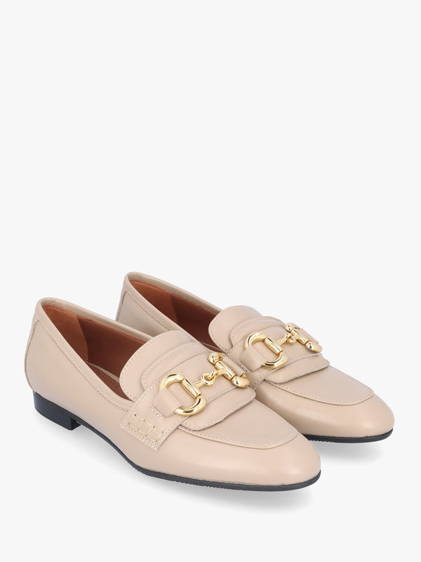 Compact Taupe Leather Loafers