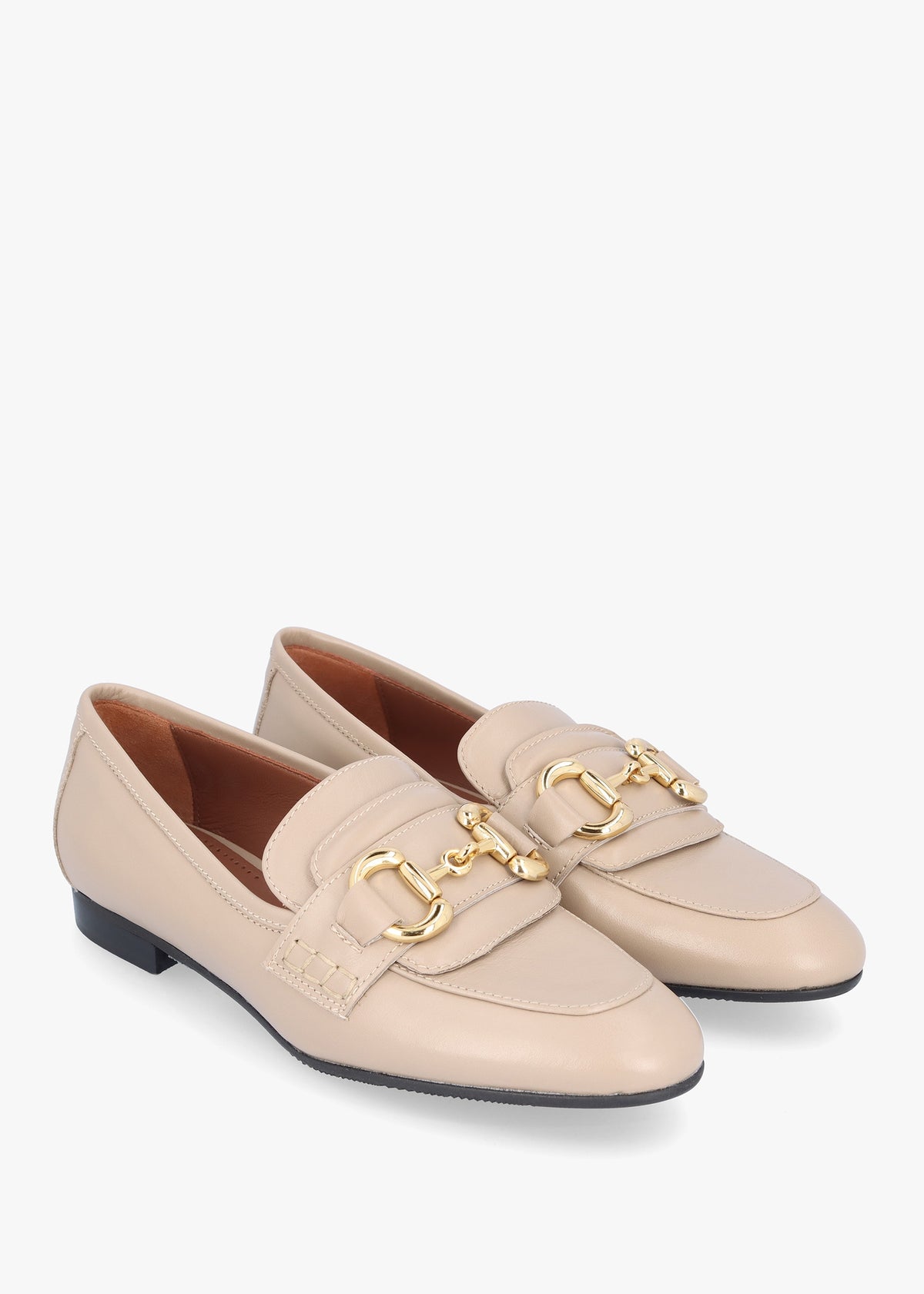 Compact Taupe Leather Loafers