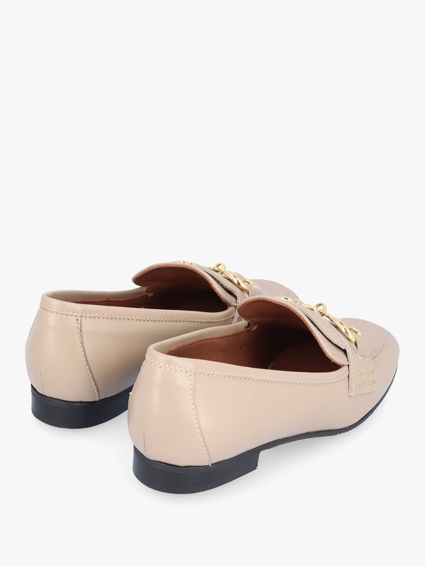 Compact Taupe Leather Loafers