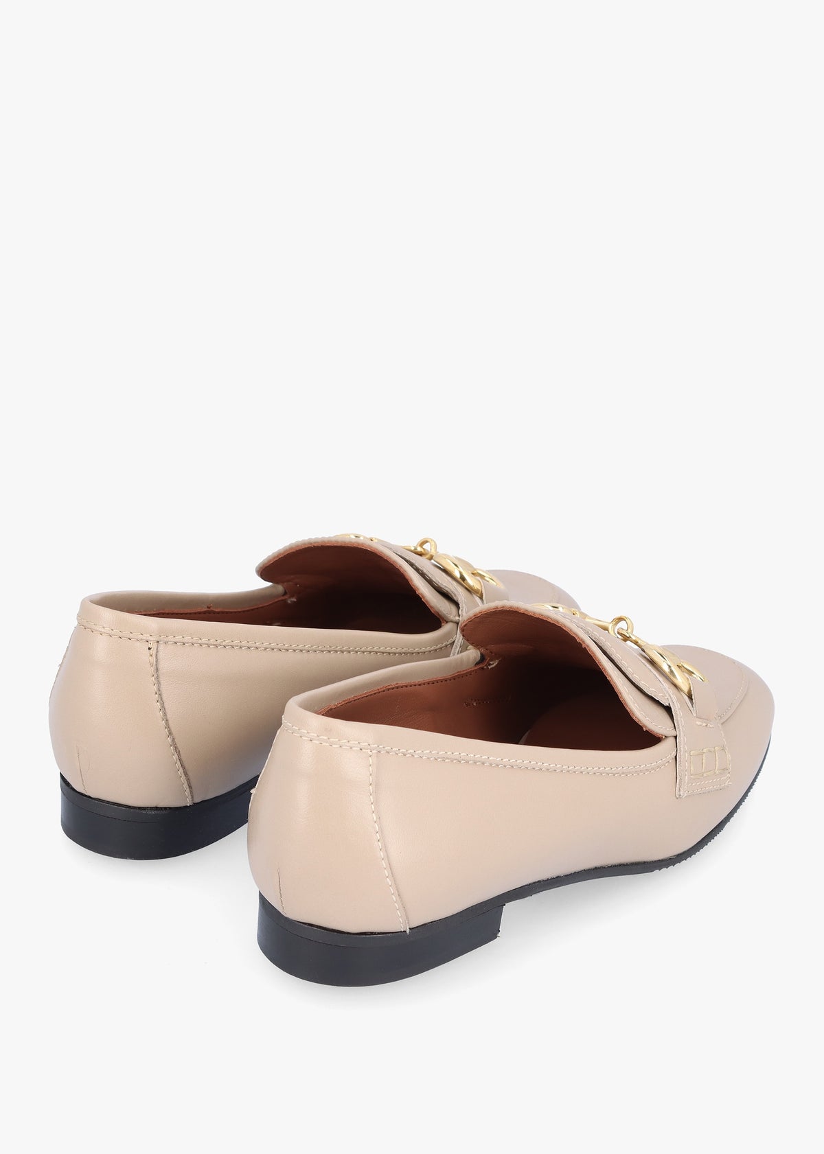 Compact Taupe Leather Loafers
