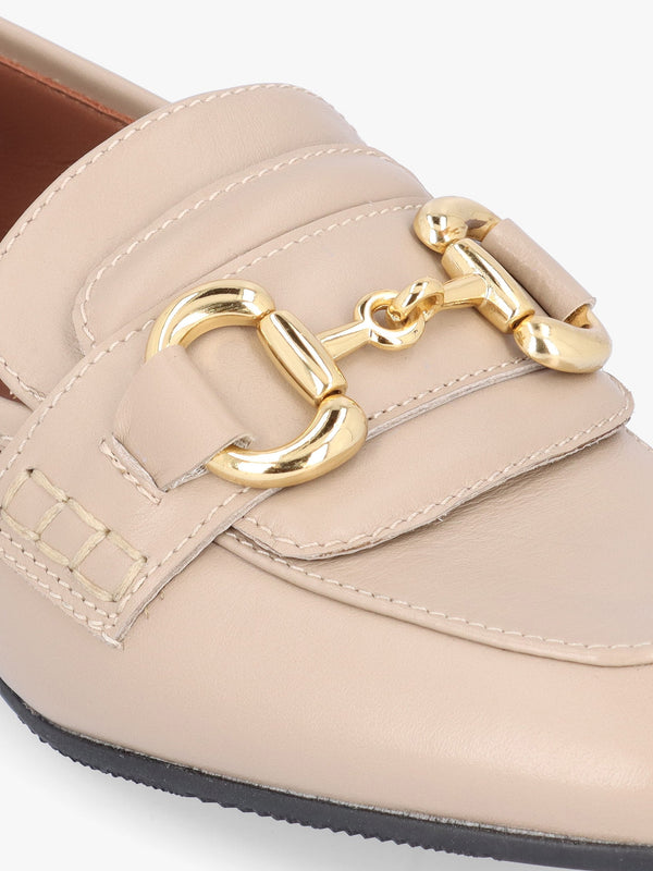 Compact Taupe Leather Loafers