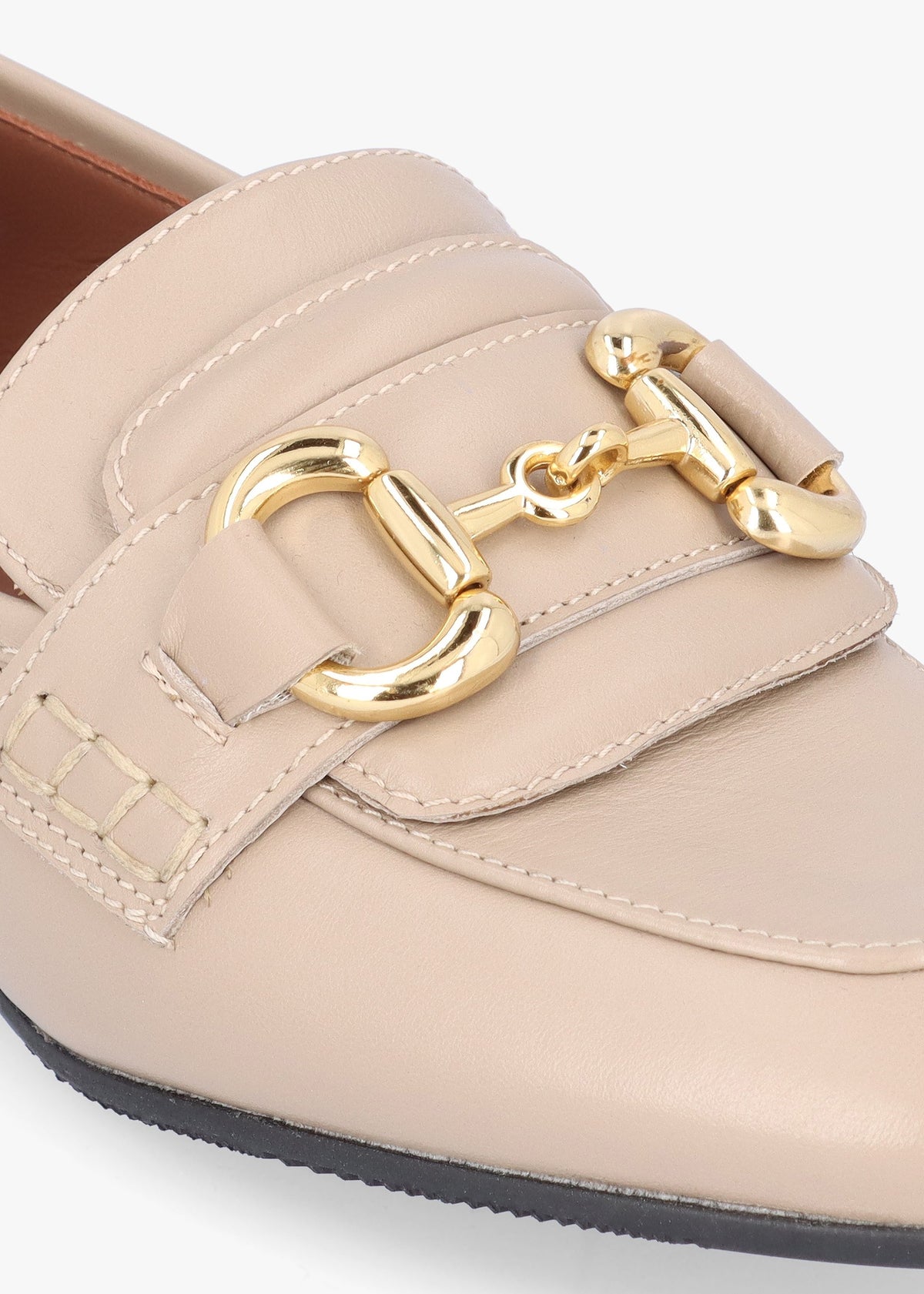 Compact Taupe Leather Loafers
