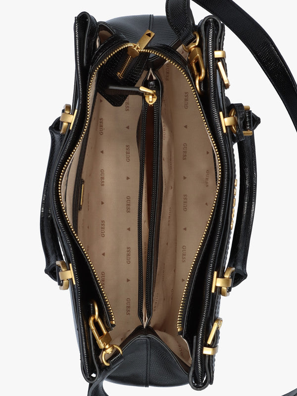 Sestri Luxury Black Reptile Satchel Bag