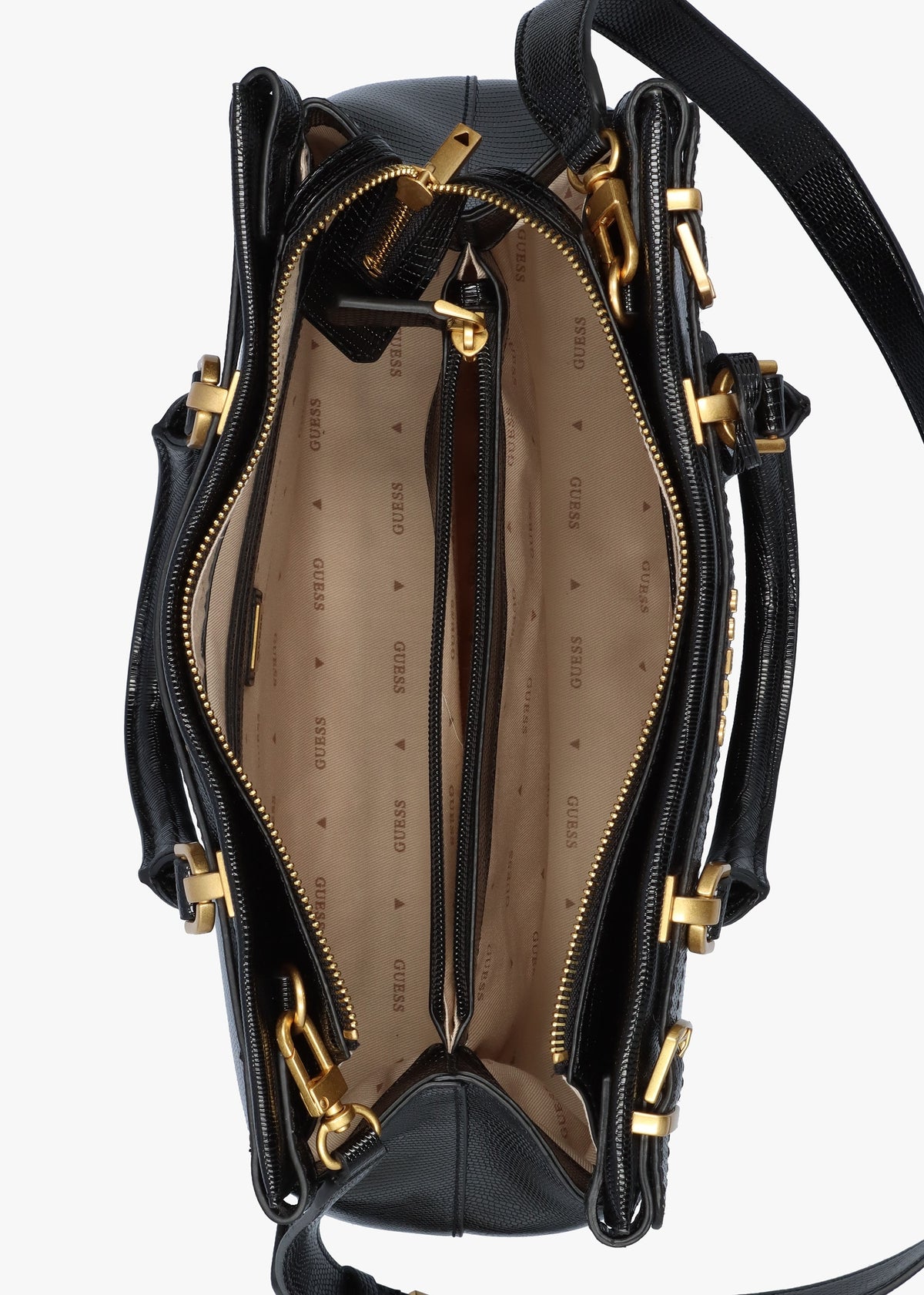Sestri Luxury Black Reptile Satchel Bag