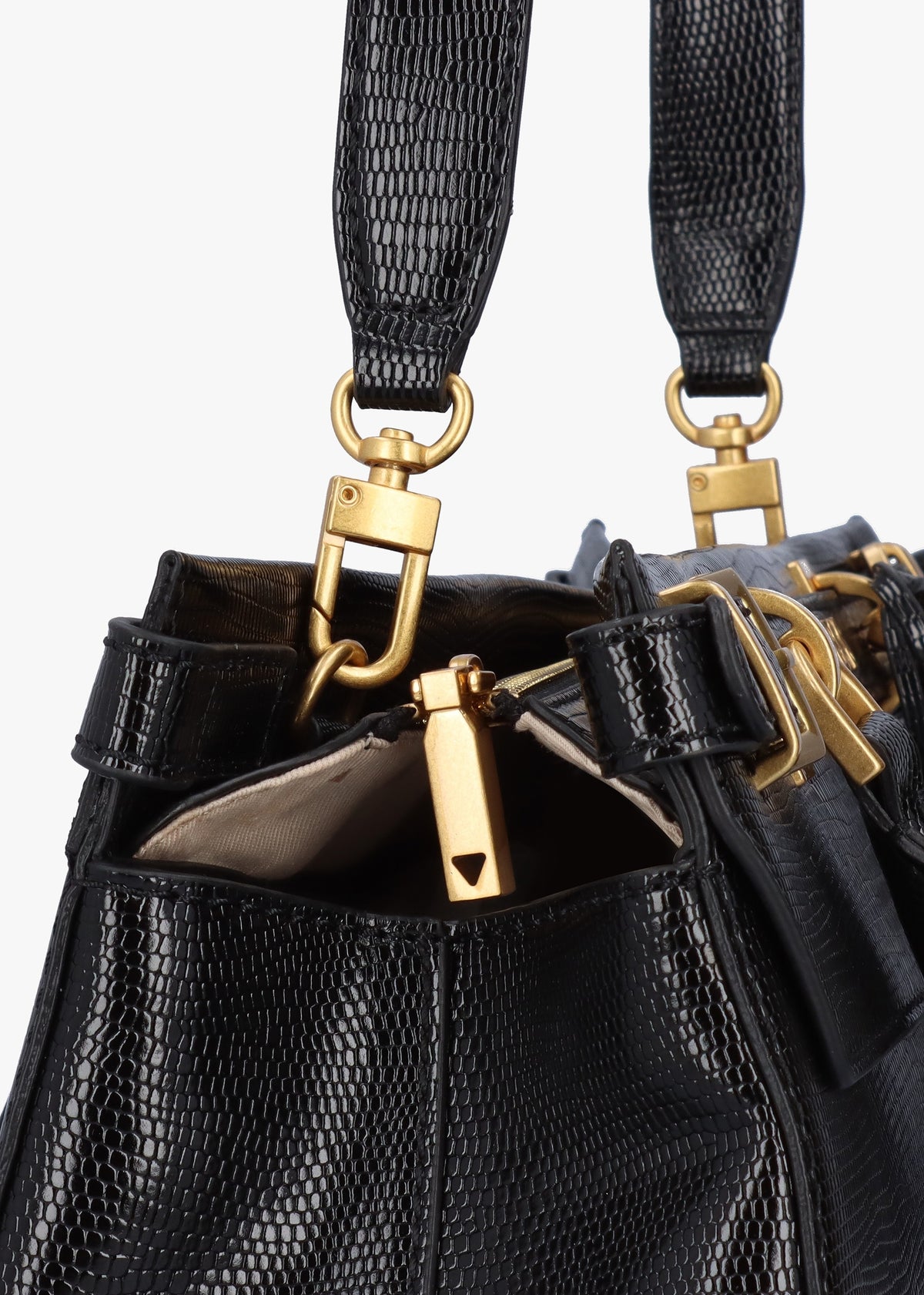 Sestri Luxury Black Reptile Satchel Bag