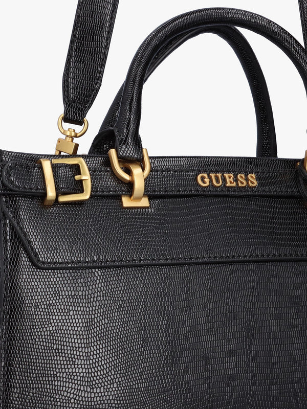 Sestri Luxury Black Reptile Satchel Bag