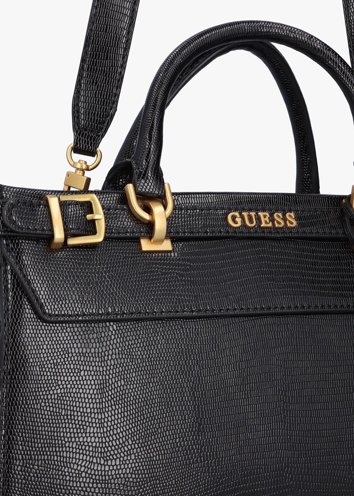Sestri Luxury Black Reptile Satchel Bag