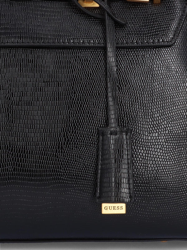 Sestri Luxury Black Reptile Satchel Bag