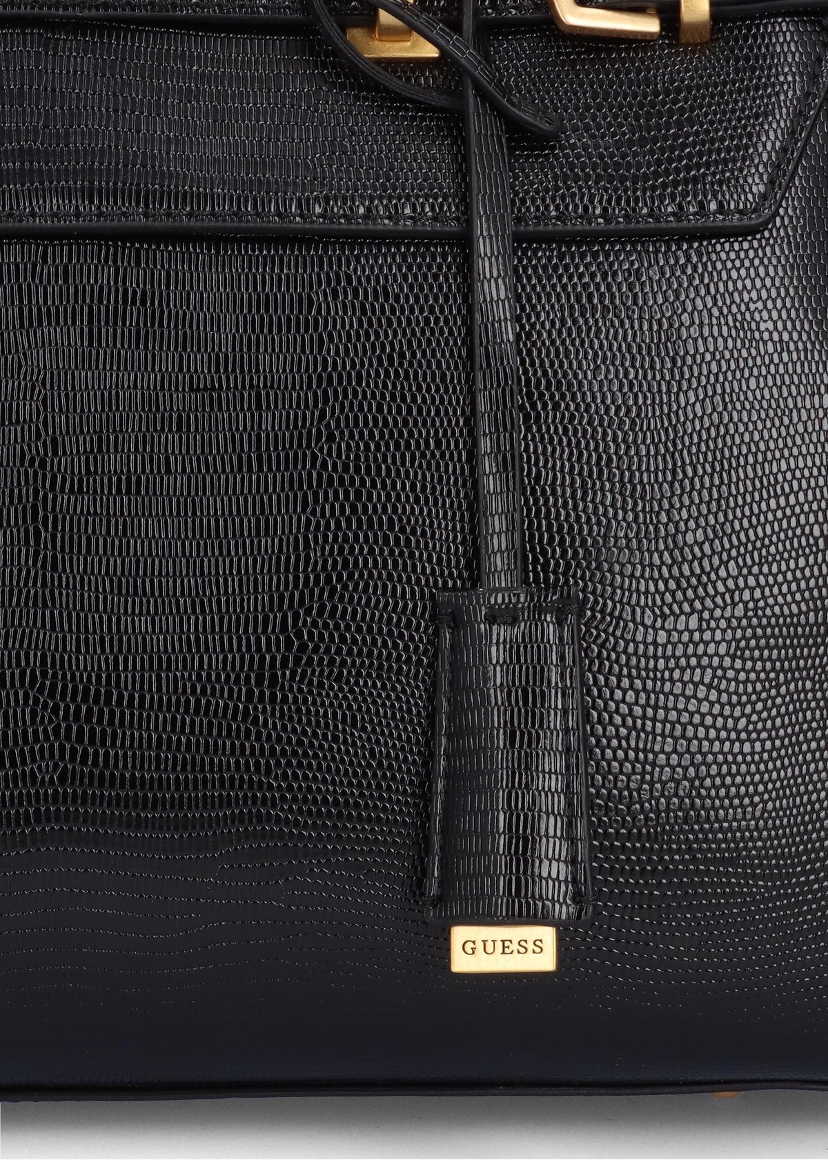 Sestri Luxury Black Reptile Satchel Bag