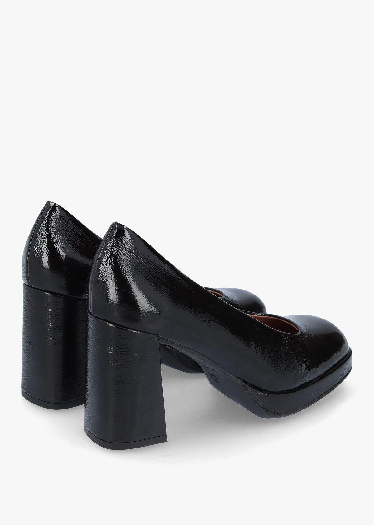 Captain Black Patent Leather Chunky Court Shoes
