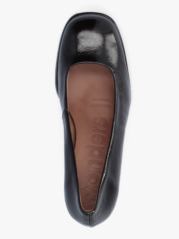 Captain Black Patent Leather Chunky Court Shoes