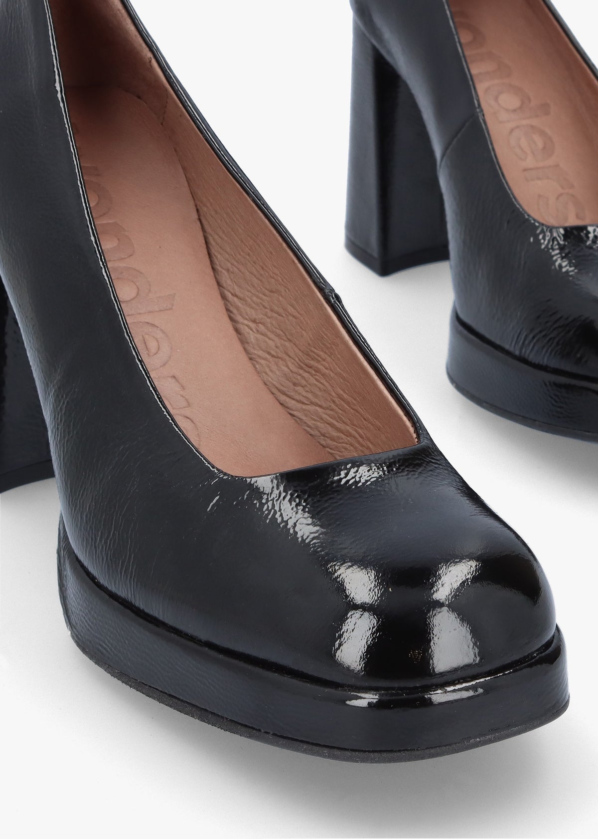Captain Black Patent Leather Chunky Court Shoes