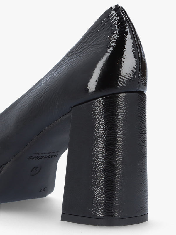 Captain Black Patent Leather Chunky Court Shoes