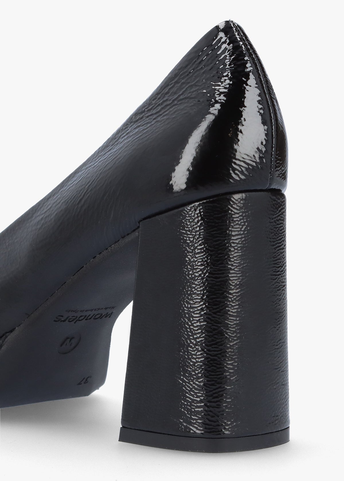 Captain Black Patent Leather Chunky Court Shoes