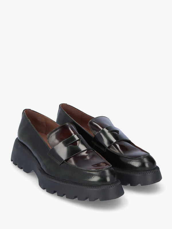 Devina Black Patent Leather Chunky Loafers