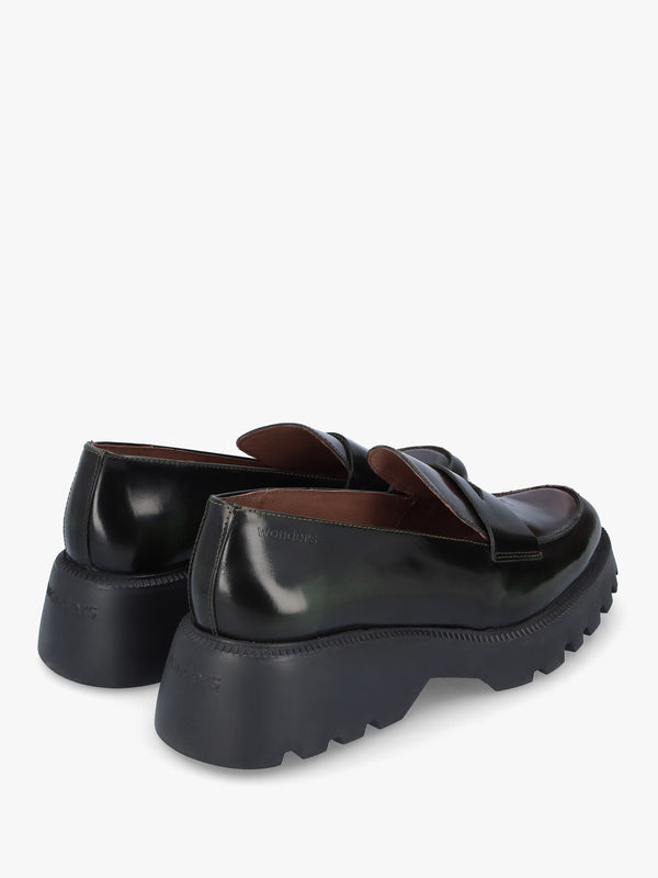 Devina Black Patent Leather Chunky Loafers