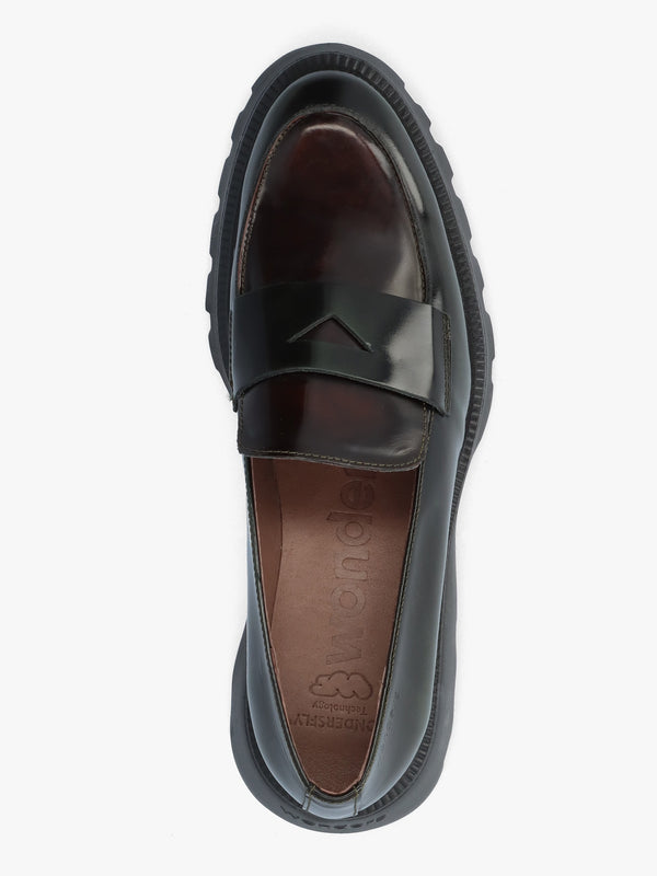 Devina Black Patent Leather Chunky Loafers