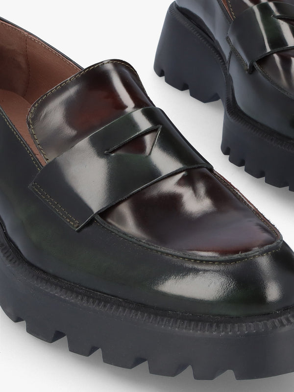 Devina Black Patent Leather Chunky Loafers