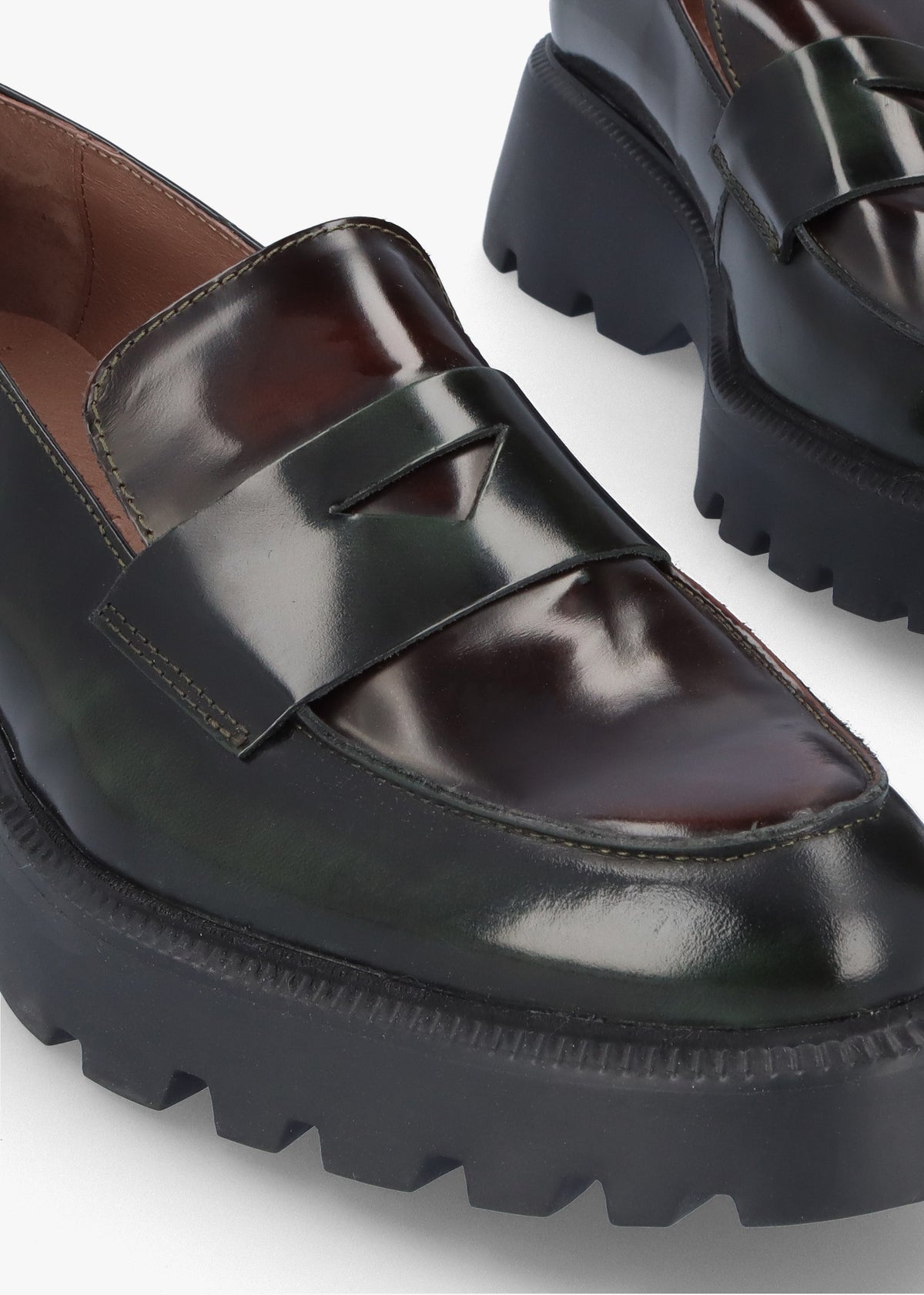 Devina Black Patent Leather Chunky Loafers