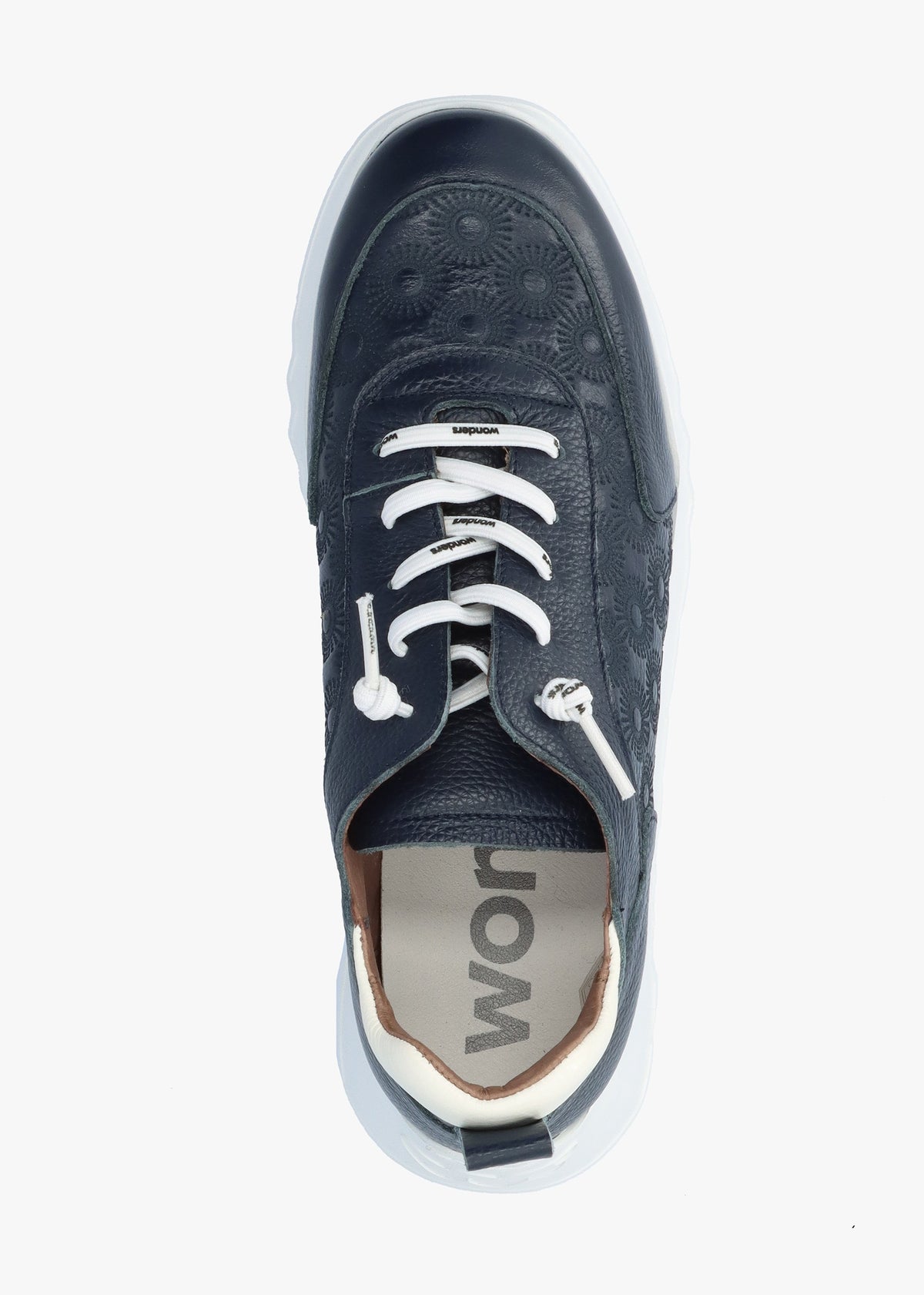 Eleven Navy Leather Wedge Trainers