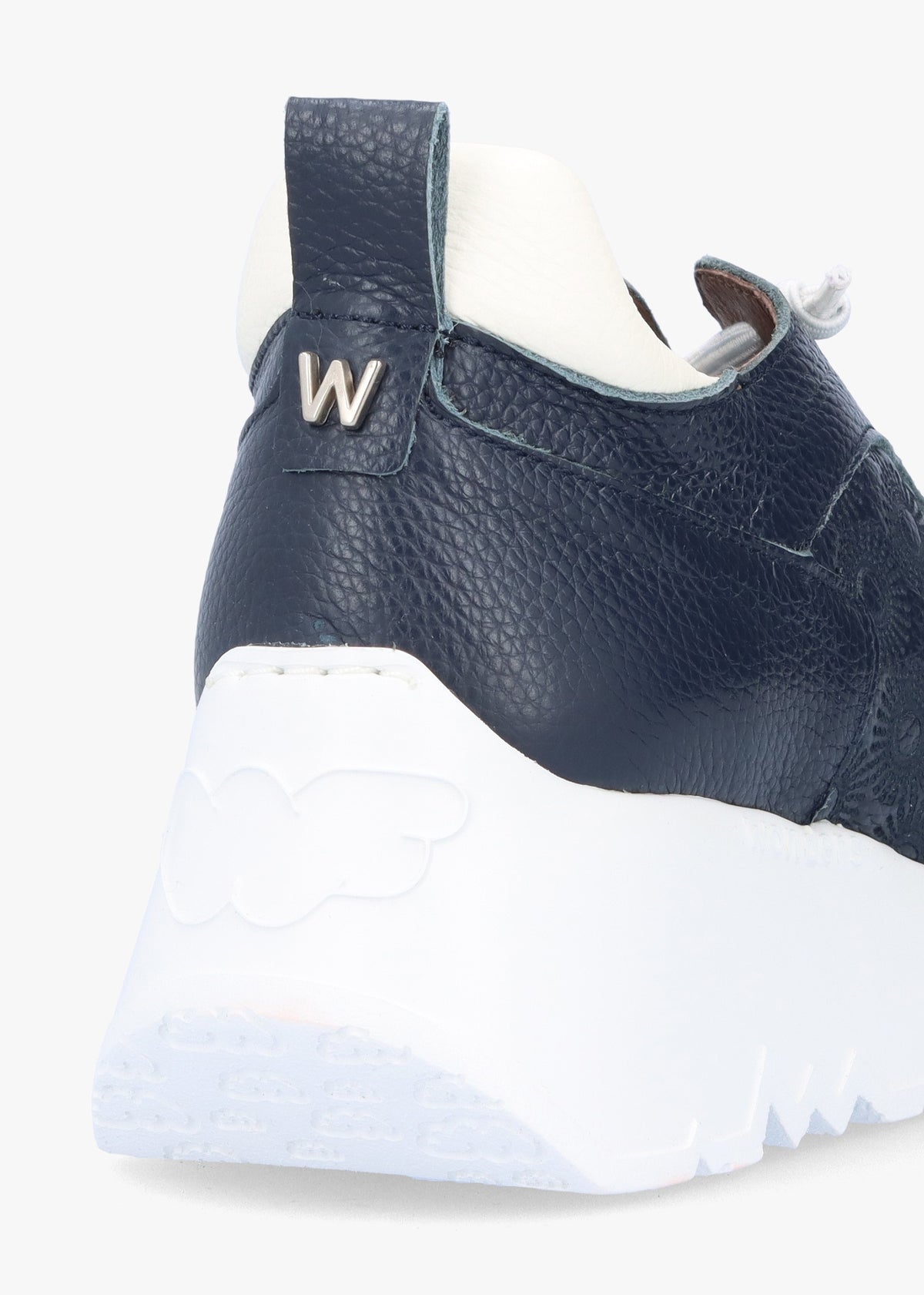 Eleven Navy Leather Wedge Trainers