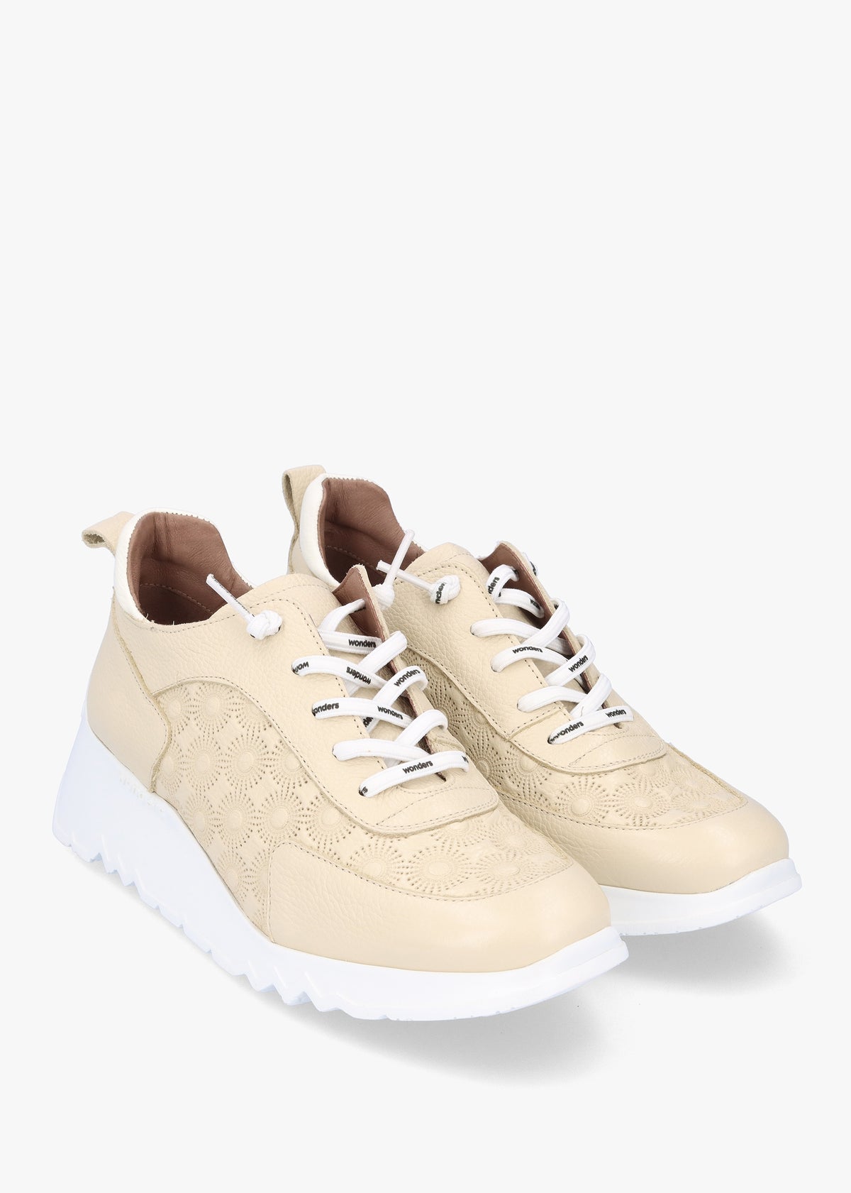 Eleven Cream Leather Wedge Trainers