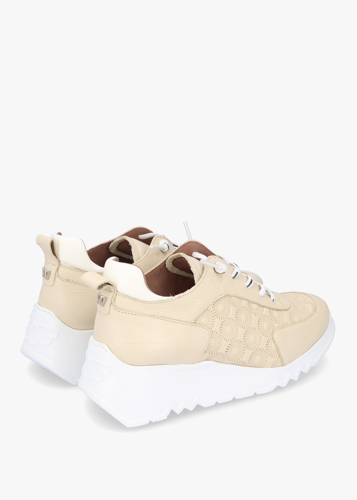 Eleven Cream Leather Wedge Trainers