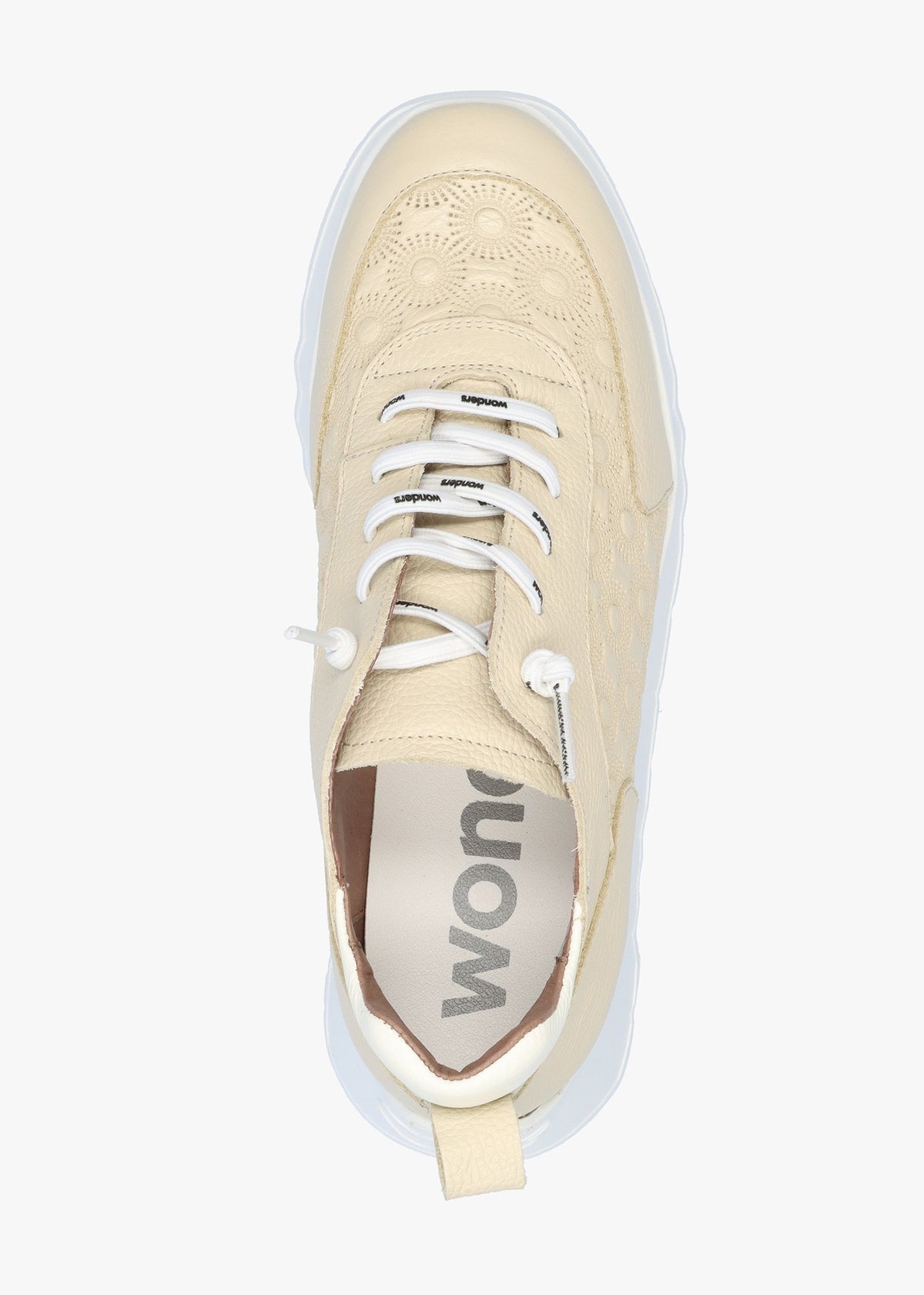 Eleven Cream Leather Wedge Trainers
