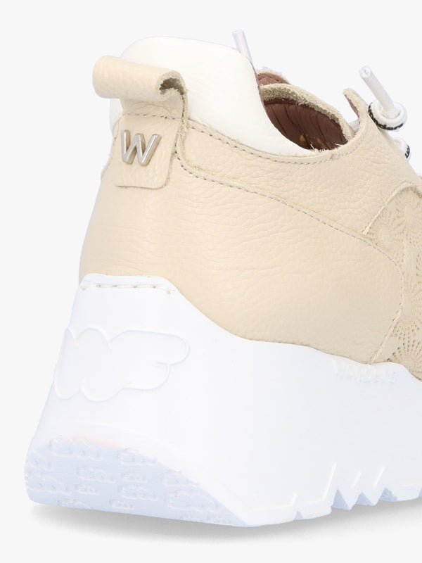 Eleven Cream Leather Wedge Trainers