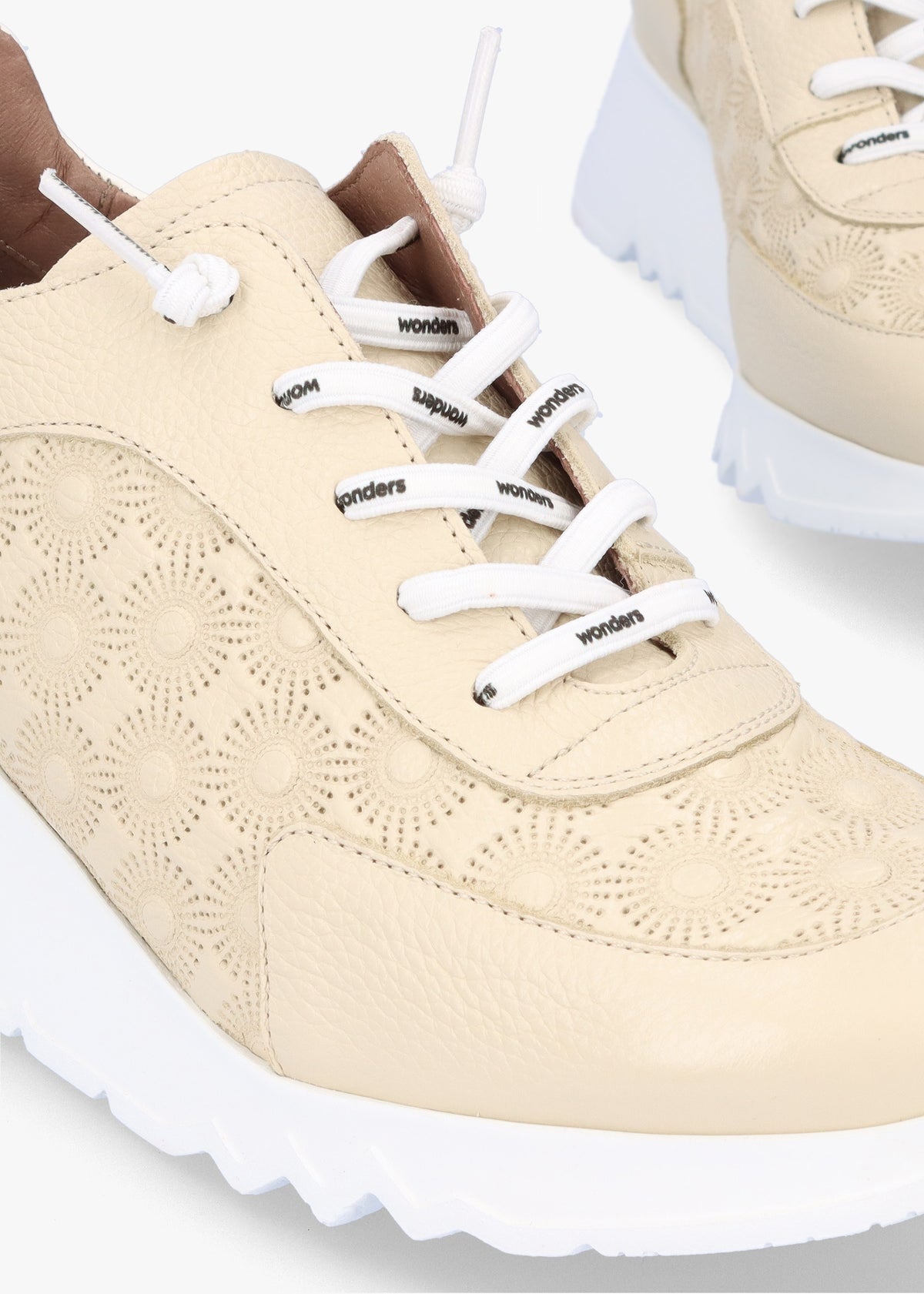 Eleven Cream Leather Wedge Trainers