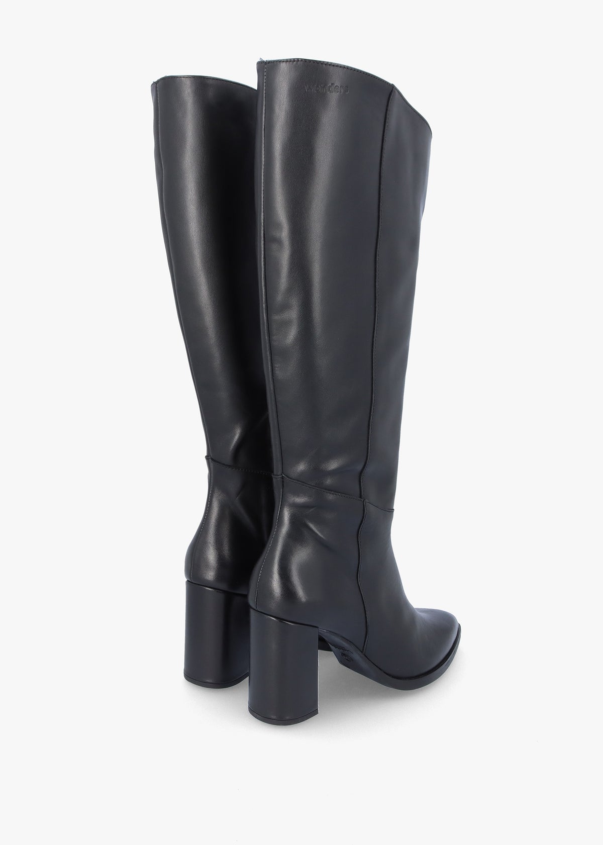 Eric Black Leather Block Heel Knee Boots