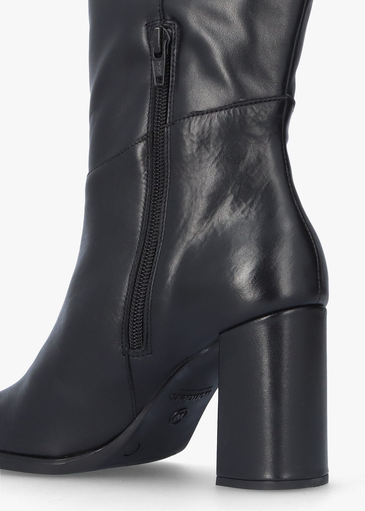 Eric Black Leather Block Heel Knee Boots