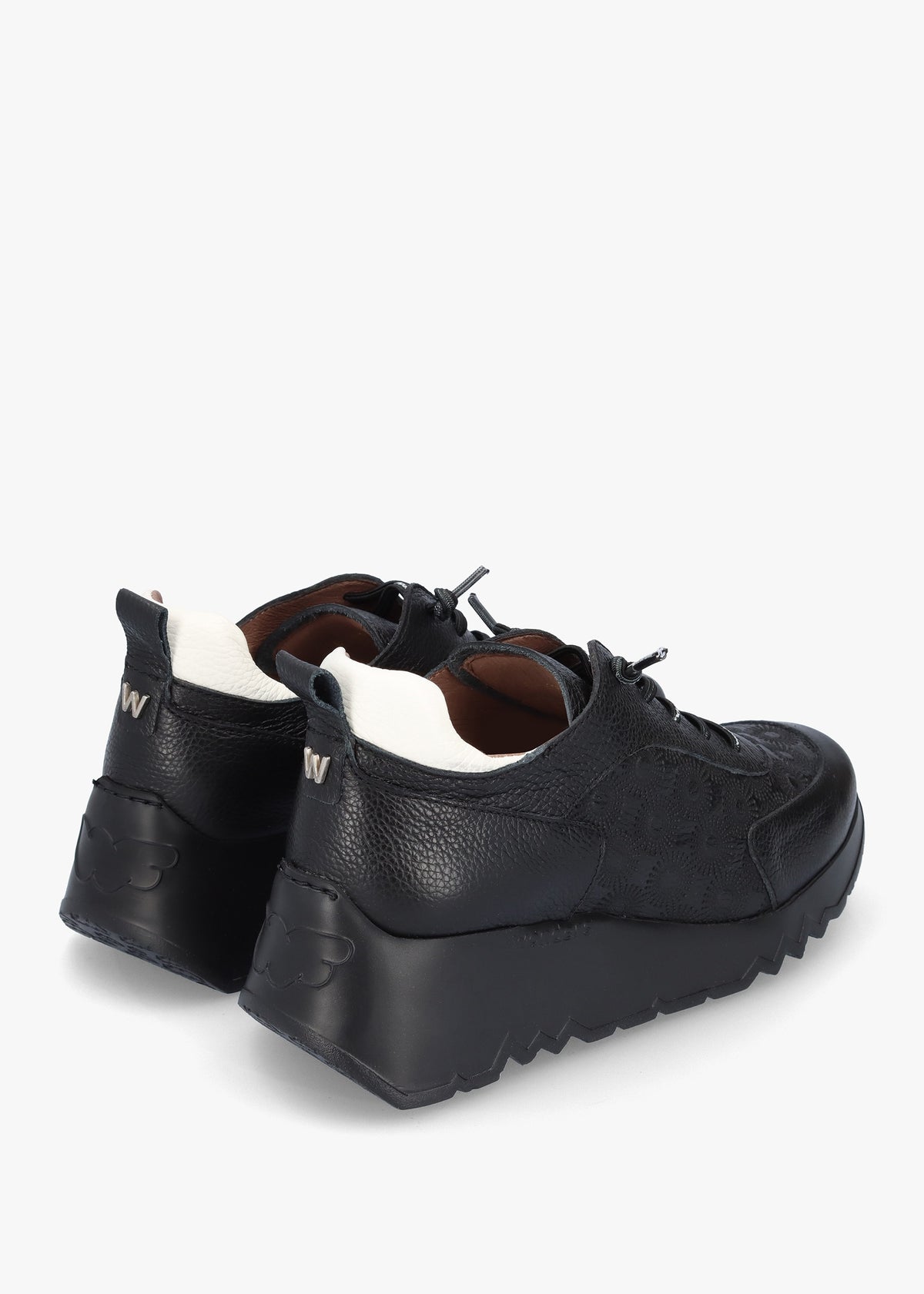Eleven Black Leather Wedge Trainers